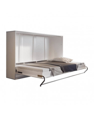 Lit armoire escamotable horizontall - blanc brillant