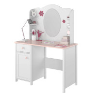 Bureau rose pour fille Luna avec miroir