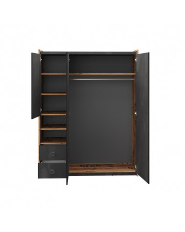 Armoire triple Fargo design métal et bois