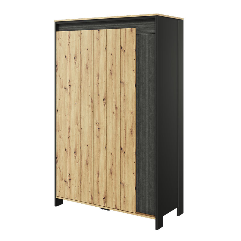 Armoire 3 portes avec éclairage LED bois et graphite pour ado