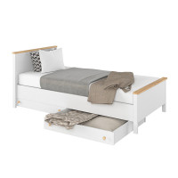 Lit junior blanc et chêne STORY 200x90cm avec matelas pour chambre enfant