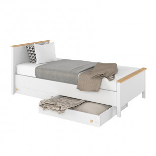 Lit junior blanc et chêne STORY 200x90cm avec matelas pour chambre enfant