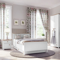 Lit junior blanc et chêne STORY 200x90cm avec matelas pour chambre enfant