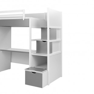Lit mezzanine TRISTAN avec armoire et bureau