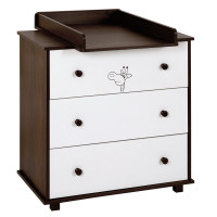 Commode GIRAFE avec plan à langer blanc et noyer