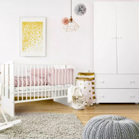 Pack lit bébé 120 + armoire double PAULA blanc