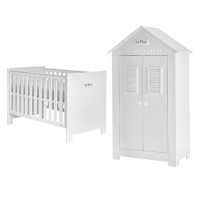 Pack lit bébé 140+ armoire double PLAGE blanc