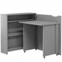 Bureau pliant SLIM couleur gris avec rangements pour télétravail - WORK CONCEPT