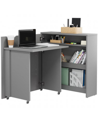 Table bureau pliante grise, table de bureau pliable, bureau pliant