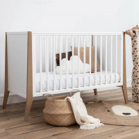 Lit bébé Slim Cot Bed Blanc et bois 120x60