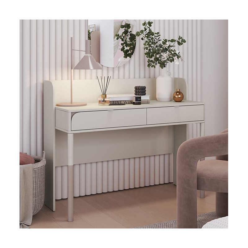 Bureau HARMONY pour ado avec 2 tiroirs couleur Cachemire et Truffe