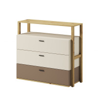 commode avec tiroirs de couleur chêne, beige et truffe de la collection LENNY