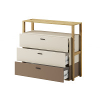 commode avec tiroirs de couleur chêne, beige et truffe de la collection LENNY