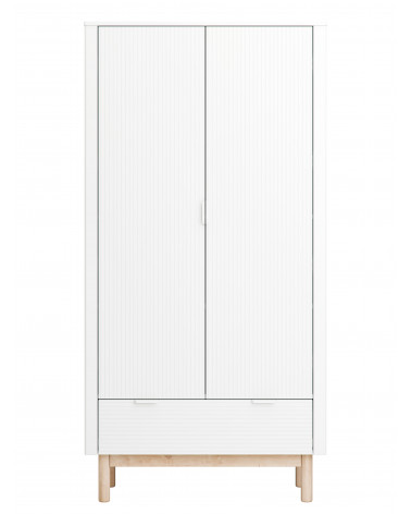 armoire de la collection MILOO avec 2 portes et des tiroirs, couleur champagne