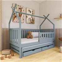 TYTUS - Lit cabane gigogne pour chambre enfant - GRIS