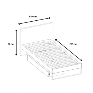 Dimensions lit 90x200 cachemire avec rangement