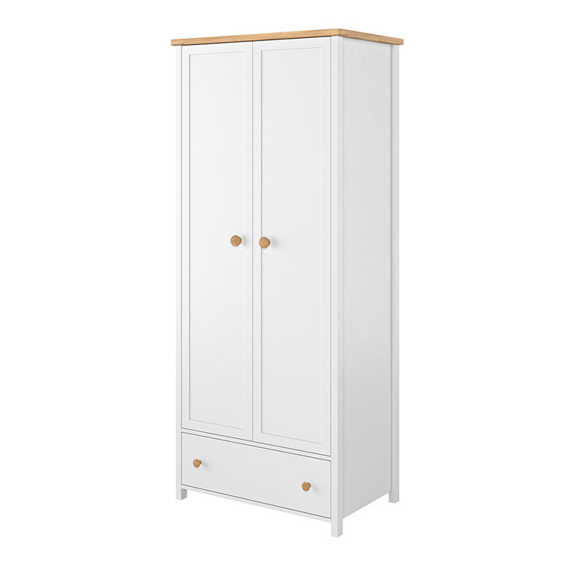 Armoire 2 portes blanche et chêne STORY