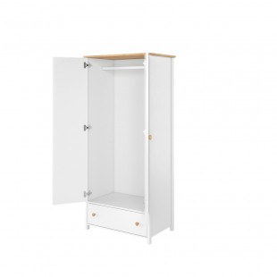 Armoire 2 portes blanche et chêne STORY
