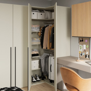 Armoire d'angle 2 portes WOOW champagne pour chambre ado
