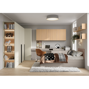 Bibliothèque champagne/chêne vincenza pour la chambre ado