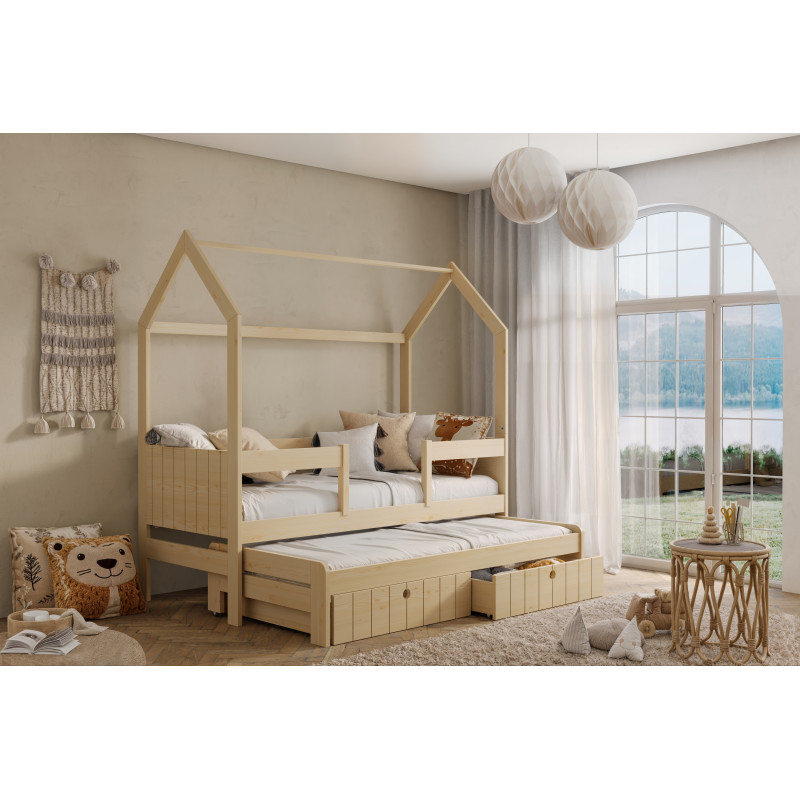 Lit gigogne cabane NOLAN II pin