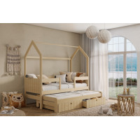 Lit gigogne cabane NOLAN II pin