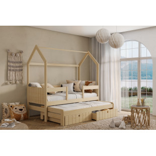 Lit gigogne cabane NOLAN II pin