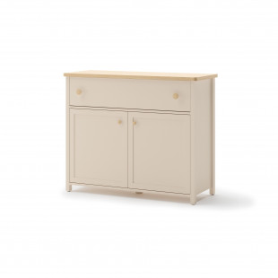 Commode beige et chêne STORY 2 portes + 1 tiroir