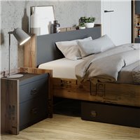 Pack chambre ado FARGO lit avec matelas + chevet + bureau + étagère