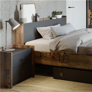 Pack chambre ado FARGO lit avec matelas + chevet + bureau + étagère