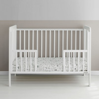 Foxy Cot - Lit bébé blanc 60x120 cm en bois avec la barrière ouverte en option