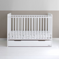 Foxy Cot - Lit bébé blanc 60x120 cm en bois, avec tiroir en option