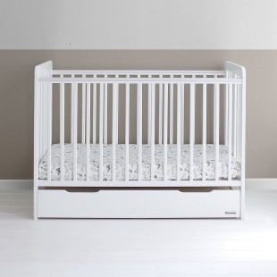 Foxy Cot - Lit bébé blanc 60x120 cm en bois, avec tiroir en option