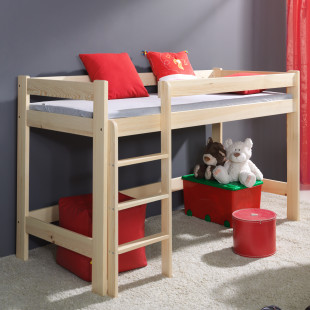 Laura - Lit mezzanine en pin massif personnalisable pour chambre enfant