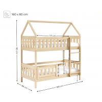 Dimensions du lit Zoe avec des couchages 80 cm x 160 cm