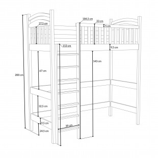Lit mezzanine ANITA dimencions