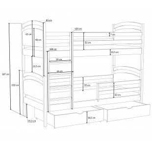 Lit superposé MARCEL dimensions