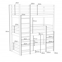 ARIANE - Lit superposé trois couchages dimensions