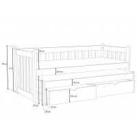 CHRIS - Lit gigogne avec des tiroirs dimensions