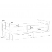 ELLA - Lit enfant avec des tiroirs dimensions