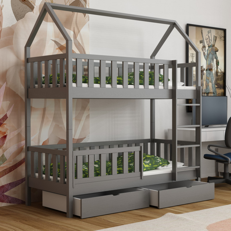 AURELY - Lit cabane superposé pour chambre enfant