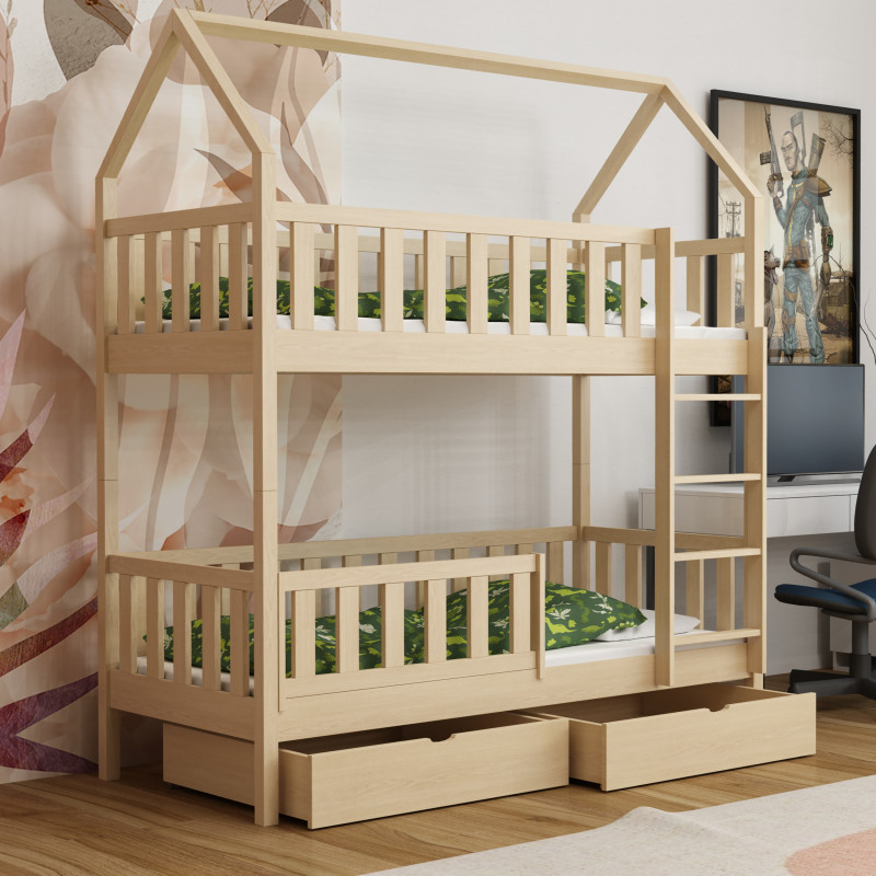 AURELY - Lit cabane superposé pour chambre enfant