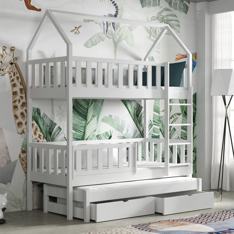 OTTIE - Lit cabane superposé trois couchages