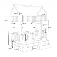 OTTIE - Lit cabane superposé trois couchages dimensions
